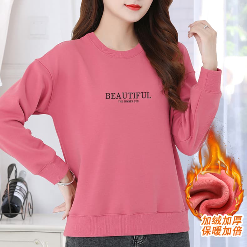 衛(wèi)衣女加絨加厚2022新款秋冬季寬松ins潮圓領(lǐng)無帽百搭外套上衣服