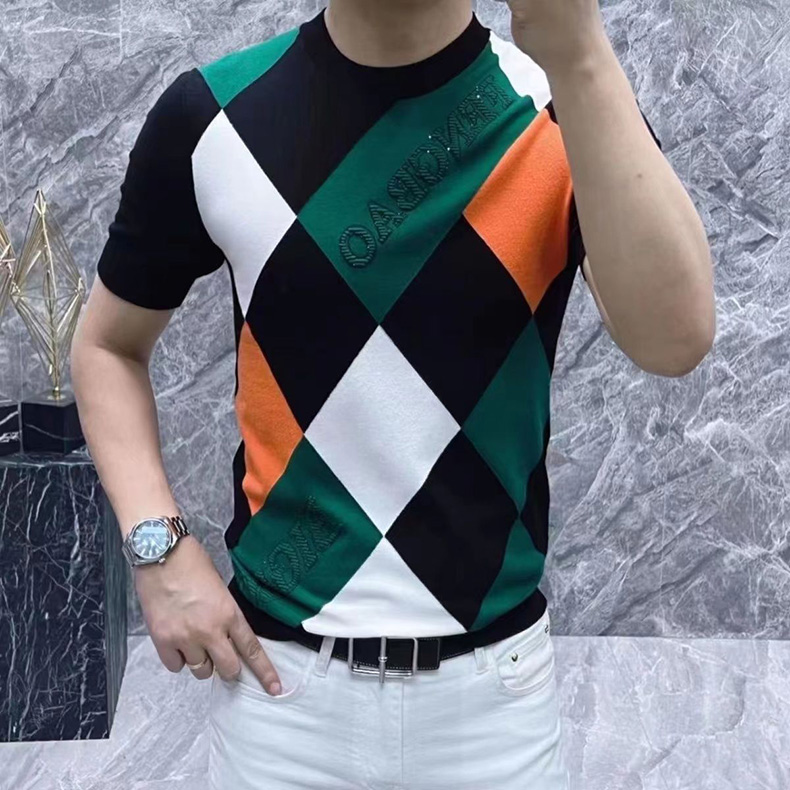 清倉(cāng)撿漏外貿(mào)尾單剪標(biāo)出口原單夏季薄款冰絲印花短袖t恤大碼男裝